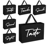 Kolldenn 5 Senses Gift Bags for Him Her with Ribbon Handles Sight Smell Touch Taste Sound Paper Gift Bags for Men Women Birthday Wedding Anniversary Party(Black,12.6 x 8.7 x 4 Inches)