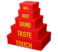 Kolldenn 5 Senses Gift Boxes for Him Her Five Senses Birthday Decoration Stacking Nesting Gift Boxes with Lids for Husband Boyfriend Wedding Valentine Christmas Anniversary Party(Red)