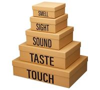 Kolldenn 5 Senses Gift Boxes for Him Her Five Senses Birthday Decoration Stacking Nesting Gift Boxes with Lids for Husband Boyfriend Wedding Valentine Christmas Anniversary Party(Kraft)