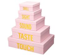Kolldenn 5 Senses Gift Boxes for Him Her Five Senses Birthday Decoration Stacking Nesting Gift Boxes with Lids for Husband Boyfriend Wedding Valentine Christmas Anniversary Party(Pink)