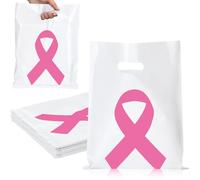 Kolldenn 50 Pcs Cancer Awareness Bags Ribbon Cancer Awareness Gift Bags with Handle Merchandise for Fundraiser Event Supplies(Pink)