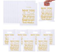 Kolldenn 50 Pcs Employee Appreciation Gift Bags Bulk Thank You Merchandise Bag Social Worker Inspirational Plastic Goodie Pouch for Teacher Coworker Teammate Volunteer Nurse (White,May You Be Proud)