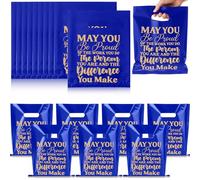 Kolldenn 50 Pcs Employee Appreciation Gift Bags Bulk Thank You Merchandise Bag Social Worker Inspirational Plastic Goodie Pouch for Teacher Coworker Teammate Volunteer Nurse(Blue,May You Be Proud)