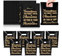 Kolldenn 50 Pcs Employee Appreciation Gift Bags Bulk Thank You Merchandise Bag Social Worker Inspirational Plastic Goodie Pouch for Teacher Coworker Teammate Volunteer Nurse(Black,You're Awesome)