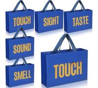 Kolldenn 6 Pcs 5 Senses Gift Bags for Him Her Five Senses Gift Bags Taste Touch Smell Sound Sight Wrapping with Handle for Birthday Wedding Christmas Holiday Party(Navy Blue,9.8 x 6.7 x 3.1 Inches)