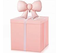Kolldenn Extra Large Gift Box with Lid 20x20x20, Giant Jumbo Pink Gift Boxes with Bow Balloon and Ribbon for Gender Reveal Birthday Big Presents Special Celebrations Anniversary Wedding Party Decor