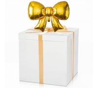 Kolldenn Extra Large Gift Box with Lid 20x20x20, Giant Jumbo White Gift Boxes with Bow Balloon and Ribbon for Gender Reveal Birthday Big Presents Special Celebrations Anniversary Wedding Party Decor