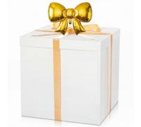 Kolldenn Extra Large Gift Box with Lid 28x28x28, Giant Jumbo White Gift Boxes with Bow Balloon and Ribbon for Gender Reveal Birthday Big Presents Special Celebrations Anniversary Wedding Party Decor