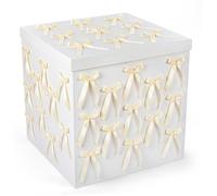 Kolldenn Extra Large Gift Box with Lid 28x28x28 In-Giant, Jumbo White Gift Boxes with Bow and Ribbon for Gender Reveal Big Present Birthday Special Celebrations Anniversaries Wedding Party Decor(Gold)