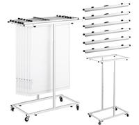 Kolldenn Mobile Blueprint Storage Rack Adjustable Mobile Blueprint Holder with 6 Pcs Blueprint Hanging Clamps 4 Wheels Blue Print Storage Organizer Stand for File Display Plan Office Home (30 Inch)