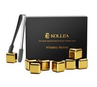 Kollea Whiskey Stones, 8-Pack Golden Stainless Steel Whiskey Chilling Rocks, Reusable Ice Cube for Drinking, Rum Cocktail Drink Accessories, Bartender Kit, House Warming Gifts, Drinking Bar, Christmas