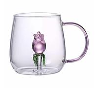 Kollections4you 3D Rose Glass Mug/Cup Plant Collectable Item 400ML