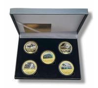 Kollections4you World War 2 Dunkirk Evacuation x5 Gold Plated Double Sided Commemorative Coins In Display Box - WW2
