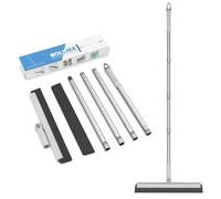 KOLLIEE Floor Squeegee Foam Water Squeegee Floor for Wet Room Window Cleaner Kitchen Bathroom Shower Floor Wiper Garage with Long Handle 58" Grey