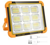KOLLNIX Solar LED Rechargeable Work Light - 100W Portable Emergency Light with 5 Lighting Modes - Power Bank LED Flood Spotlight Lamp for Garage, Hiking, Yard, Outdoor, Car Repairing, Fishing
