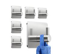 KollyKolla 6-Piece Wall Mounted Coat Hook Without Drilling, Wall Adhesive Hook for Bathroom, Stainless Steel, Waterproof Hook Sticker for Toilet, Kitchen, Office