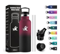 KollyKolla Children's Thermos Flask, 500 ml, Leak-Proof, BPA-Free, Stainless Steel Drinking Bottle with Straw, Suitable for Carbonated Drinks