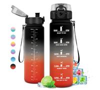 KollyKolla Drinking Bottle, 1 Litre, Sports Water Bottle, Suitable for Carbonated Drinks, Leak-Proof, Bicycle Water Bottle with Time Marking and Filter, for Children, Adults, Office, Sports, Fitness