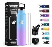 KollyKolla Insulated Water Bottle, 1L Stainless Steel Water Bottle with Straw, Leakproof and Reusable, BPA-Free, Sports Water Bottle for Kids, Adults, Fitness, School, Office, Hiking, Camping, Cycling