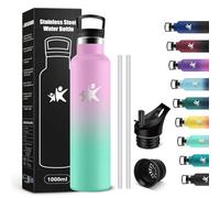 KollyKolla Insulated Water Bottle, 1L Stainless Steel Water Bottle with Straw, Leakproof and Reusable, BPA-Free, Sports Water Bottle for Kids, Adults, Fitness, School, Office, Hiking, Camping, Cycling