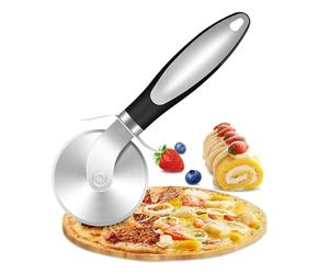 KollyKolla Pizza Cutter Stainless Steel 21 cm Pizza Roller Gastro with Non-Slip Handle Pizza Cutter Super Sharp Removable Blade with Blade Guard Ideal for Pizza, Cake & Dough