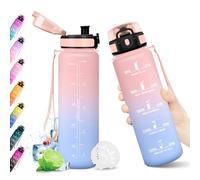 KollyKolla Sports Bottle 500 ml, Water Bottle with Time Marking and Filter, Suitable for Carbonated Drinks, Leak-Proof, BPA-Free, Motivational Water Bottle for Fitness, School, Bike, Yoga, Camping