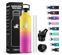 KollyKolla Thermal Water Bottle 1 L, Water Bottle with Straw and Filter, Easy to Clean, BPA-Free, Leak-Proof Water Bottle, Thermos for Office, Hiking, Adults, Bicycle, School, Camping