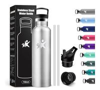 KollyKolla Thermos Flask, 750 ml, Suitable for Carbonated Drinks, Leak-Proof Water Bottle with Straw, BPA-Free, Double-Walled Vacuum Insulated, Drinking Bottle for School, Travel, Camping