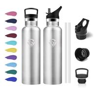 KollyKolla Water Bottle 750 ml, Leak-Proof Thermos Flask with Straw, Double-Walled, Suitable for Carbonated Drinks, BPA-Free, Water Bottle for Fizz, Fitness, Bike, Adults, Office, Running