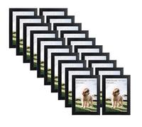 kollyseek 20 Pack 10x15cm MDF Picture Frames 4x6in Wooden Display Photo Frame with Acrylic Glass and White Mount Desktop/Wall Mounting Decorative Poster Frame (Black)