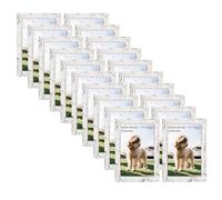 kollyseek 20 Pack 10x15cm MDF Picture Frames 4x6in Wooden Display Photo Frame with Acrylic Glass and White Mount Desktop/Wall Mounting Decorative Poster Frame (White)