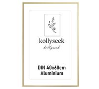 kollyseek Aluminium Frame 40x60cm Gold Metal Poster Frame with Shatterproof Acrylic Glass Modern Photo Frame with Mount for Pictures Poster Photo Gold