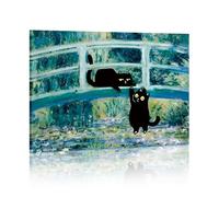kollys ramed Funny Cat on the Bridge 30 x 40 cm Wall Art Poster Prints Vintage Cute Art Cat Decorative Canvas Painting Suitable for Living Room Bedroom Aesthetic Room Decoration