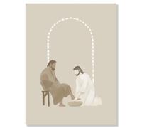 kollyseek Framed Jesus washed the disciples' feet 30x40 Canvas Wall Art Baptism Gifts Inspirational Home Decor Christian Canvas Prints Posters for Prayer Room&Church&Living Room&Bedroom