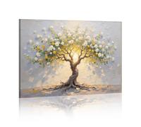 kollyseek Framed The Tree of Life 60x90 Wall Art Poster Prints Vintage Colorful Art Natural View Decorative Canvas Painting Suitable for Living Room,Bedroom,Aesthetic Room Decor(Light)