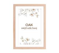 kollyseek Oak Picture Frame Din A4 Natural Wood Photo Frame with Acrylic Glass and White Mount 21x29.7cm Oak Poster Frame Real Wood Large Collage (Natural)