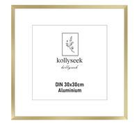 kollyseek Photo Frame Aluminum 30x30cm Metal Poster Frame with Shatterproof Acrylic Glass 12x12in Modern Display Picture Frame with Mount for Table Top/Wall Mounting (Gold)