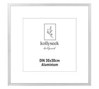 kollyseek Photo Frame Aluminum 30x30cm Metal Poster Frame with Shatterproof Acrylic Glass 12x12in Modern Display Picture Frame with Mount for Table Top/Wall Mounting (Silver)