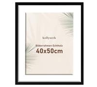 kollyseek Picture Frame 40 x 50 cm Real Wood with Mount Wooden Frame with Acrylic Glass Pine Wood Photo Frame with Shatterproof Acrylic Glass Panels Picture Frame Black Room Decoration