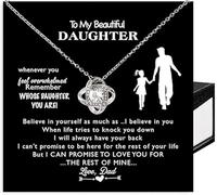 KOLMALK To My Beautiful Daughter Necklace, Birthday Wedding Graduations Christmas Necklace For Women From Dad, I Love You Necklace, Love Knot Necklace With Personalized Sweet Message Card, One Size
