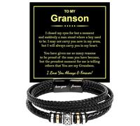 KOLMALK To My Grandson Bracelet - Birthday Gift for Grandson from Grandma and Grandpa With Message Card and Box, Foreve Love One, Leather, no gemstone