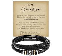 KOLMALK To My Grandson Bracelet - Birthday Gift for Grandson from Grandma and Grandpa With Message Card and Box, Foreve Love One, Leather, no gemstone