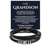 KOLMALK To My Grandson Bracelet - Birthday Gift for Grandson from Grandma and Grandpa With Message Card and Box, Foreve Love One, Leather, no gemstone