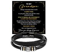 KOLMALK To My Grandson Bracelet - Birthday Gift for Grandson from Grandpa and Grandma With Message Card and Box, Foreve Love One, Leather, no gemstone