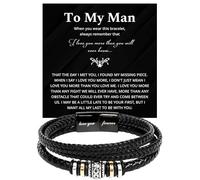 KOLMALK To My Man Bracelet, Promise Bracelet for Man, Romantic Gift for Him, Foreve Love One, Leather, no gemstone