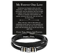 KOLMALK To My Man Bracelet, Promise Bracelet for Man, Romantic Gift for Him, Foreve Love One, Leather, no gemstone