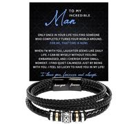 KOLMALK To My Man Bracelet, Promise Bracelet for Man, Romantic Gift for Him, Foreve Love One, Leather, no gemstone