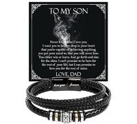 KOLMALK To My Son Bracelet From Mom and Dad, Braided Leather Bracelet Sons Gifts, Mother and Son Bracelet, Birthday Graduation Valentine Christmas Gifts For Sons With Message Card, Foreve Love One