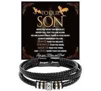 KOLMALK To My Son Bracelet From Mom and Dad, Braided Leather Bracelet Sons Gifts, Mother and Son Bracelet, Birthday Graduation Valentine Christmas Gifts For Sons With Message Card, Foreve Love One