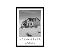 Kolmanskop, Namibia Travel Print Kolmanskop Wall art Black and white Poster A2 Print in Black frame 45 X 63cm (17.7x24.8inch)